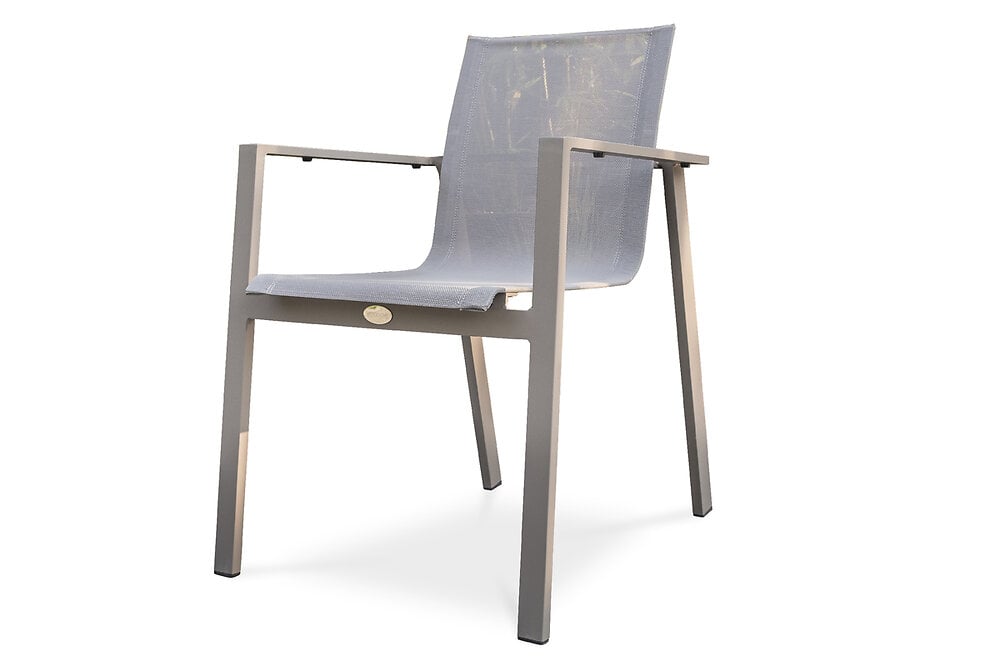 fauteuil de jardin empilable en aluminium et toile plastifiée taupe - zahara