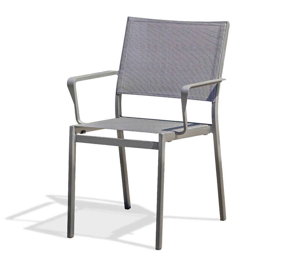 fauteuil de jardin empilable en aluminium et toile plastifiée grise - stockholm