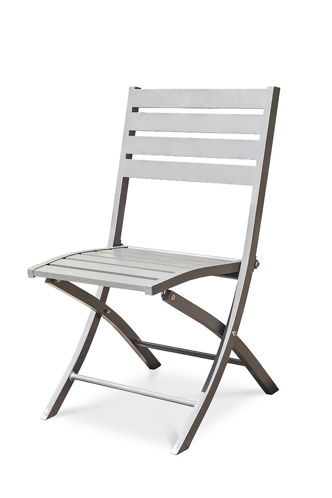 chaise de jardin pliante en aluminium gris - marius