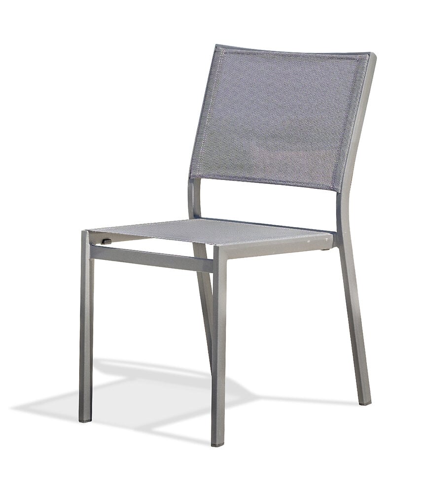 chaise de jardin empilable en aluminium et toile plastifiée anthracite - stockholm