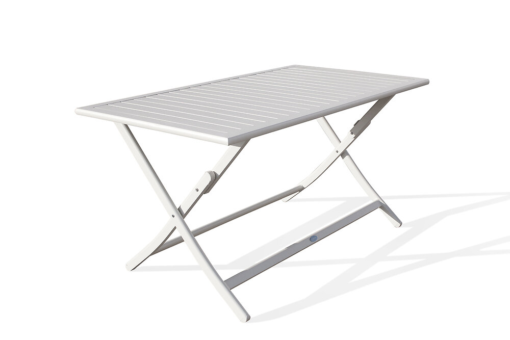DCB GARDEN - Table de jardin pliante en aluminium gris - large