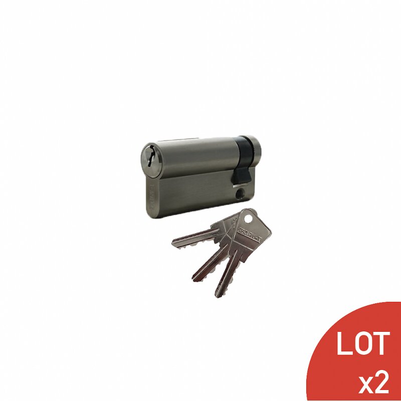SECURY-T - Demi-cylindre s'entrouvrant en laiton nickelé + 3 clés 50mm SECURY-T Monaco - large