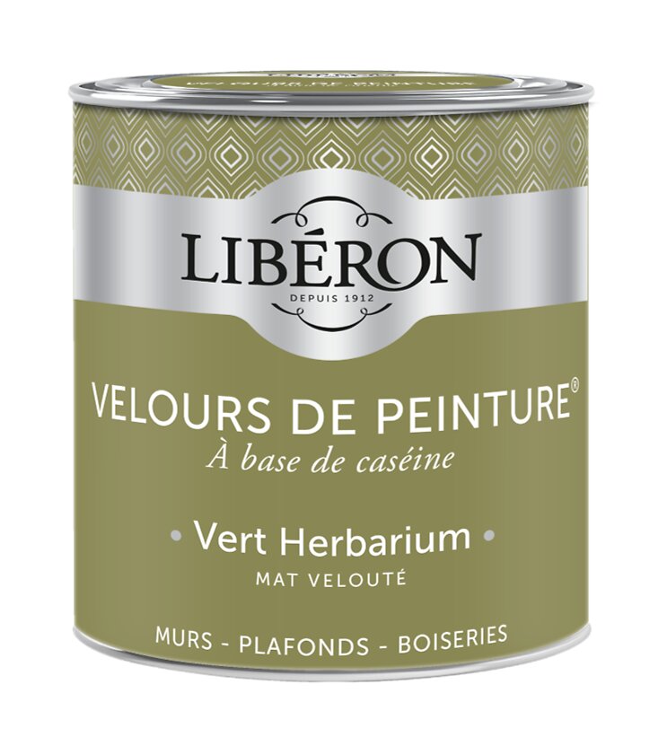 Peinture multisupport murs, plafonds et boiseries Velours de peinture vert oxydé Libéron 0,5L