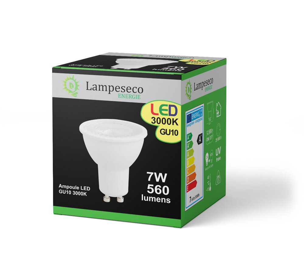 Ampoule Led GU10 7W 38° Blanc Chaud 3000K eq. 56W Halogène Bricorama