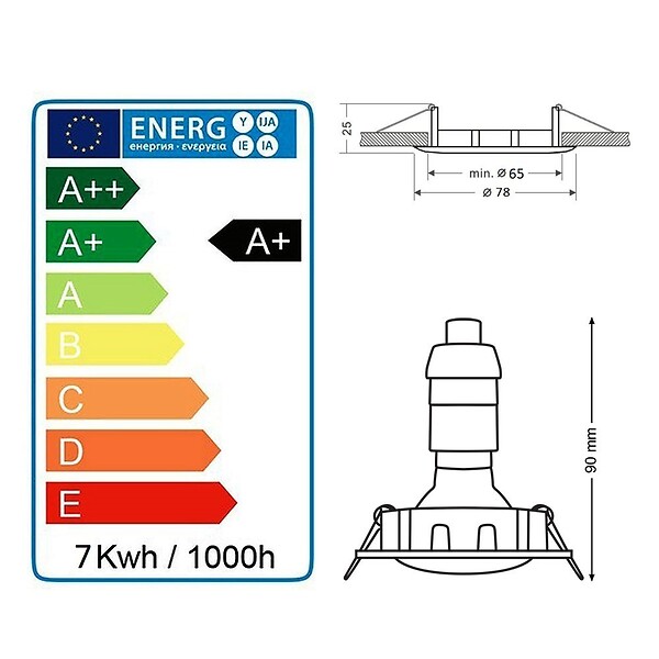 LAMPESECOENERGIE - 25 SPOTS LED DIMMABLE SANS VARIATEUR 7W eq.56w  BLANC CHAUD FINITION ALU BROSSE - large
