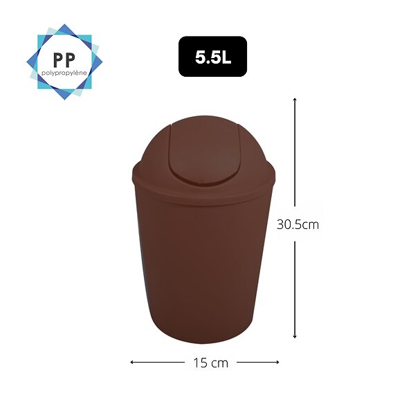 MSV - MSV Poubelle à bascule PP AKO 5,5L Chocolat - large