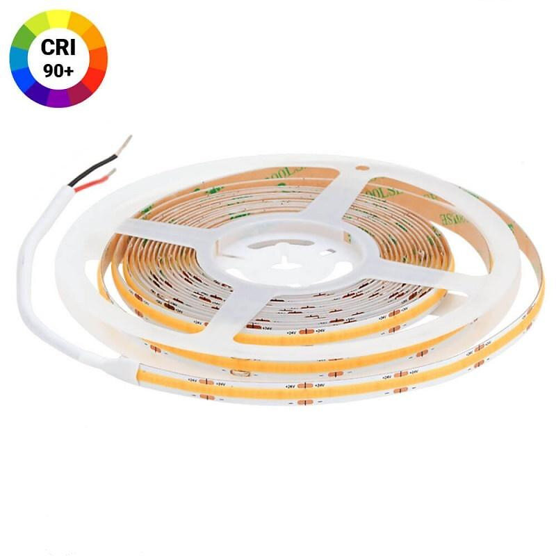 Ruban LED COB DC24V 512LED/m IRC90 longueur 5m Blanc Chaud 3000K