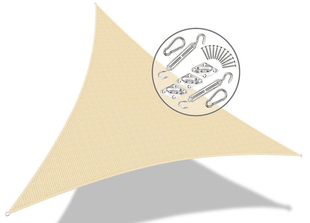 VOUNOT - Voile d ombrage Triangle HDPE avec 19 pcs kit de montage 5x5x5m Ivoire - large