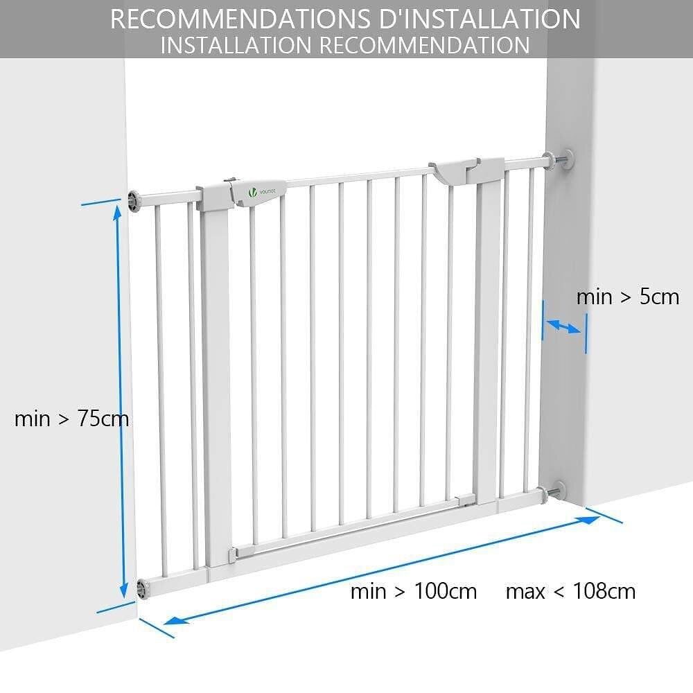 VOUNOT - Barrière de Sécurité porte et escalier 100-108cm blanc - large