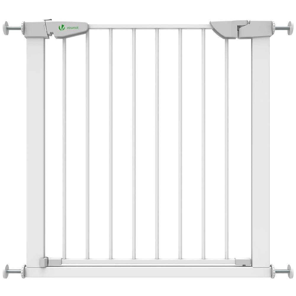 Barrière de Sécurité à Pression en Métal sans Perçage avec Porte Rotative à  180° 76 x 77CM Blanc - Costway