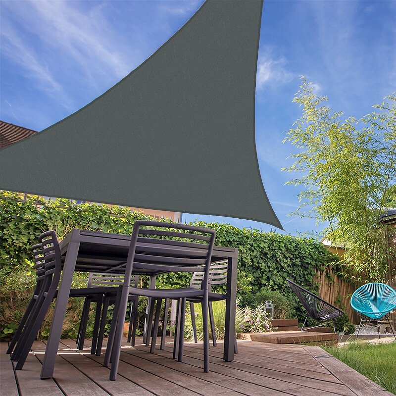 COTE STORE - Voile d'ombrage triangulaire 280g/m² - 4 x 4 x 4 m - Haute densité résistante au vent - Gris - large