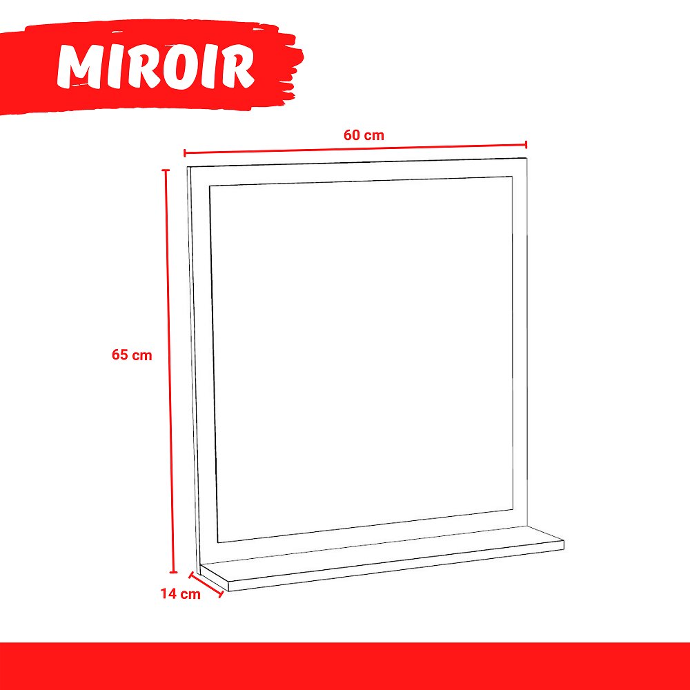 LE QUAI DES AFFAIRES - Miroir 60x65cm + tablette / BLANC - large