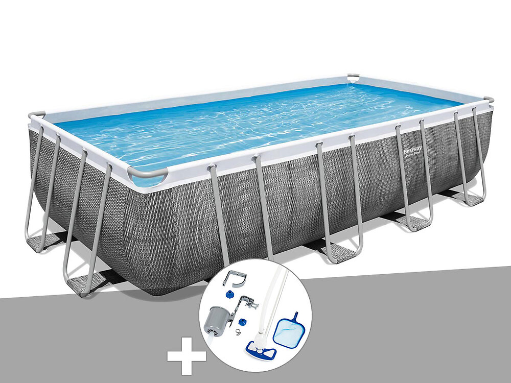BESTWAY - Kit piscine tubulaire rectangulaire Bestway Power Steel 5,49 x 2,74 x 1,22 m + Kit d'entretien Deluxe - large