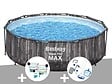 BESTWAY - Kit piscine tubulaire ronde Bestway Steel Pro Max décor bois 3,66 x 1,00 m + Kit de traitement au chlore + Kit d'entretien Deluxe - vignette