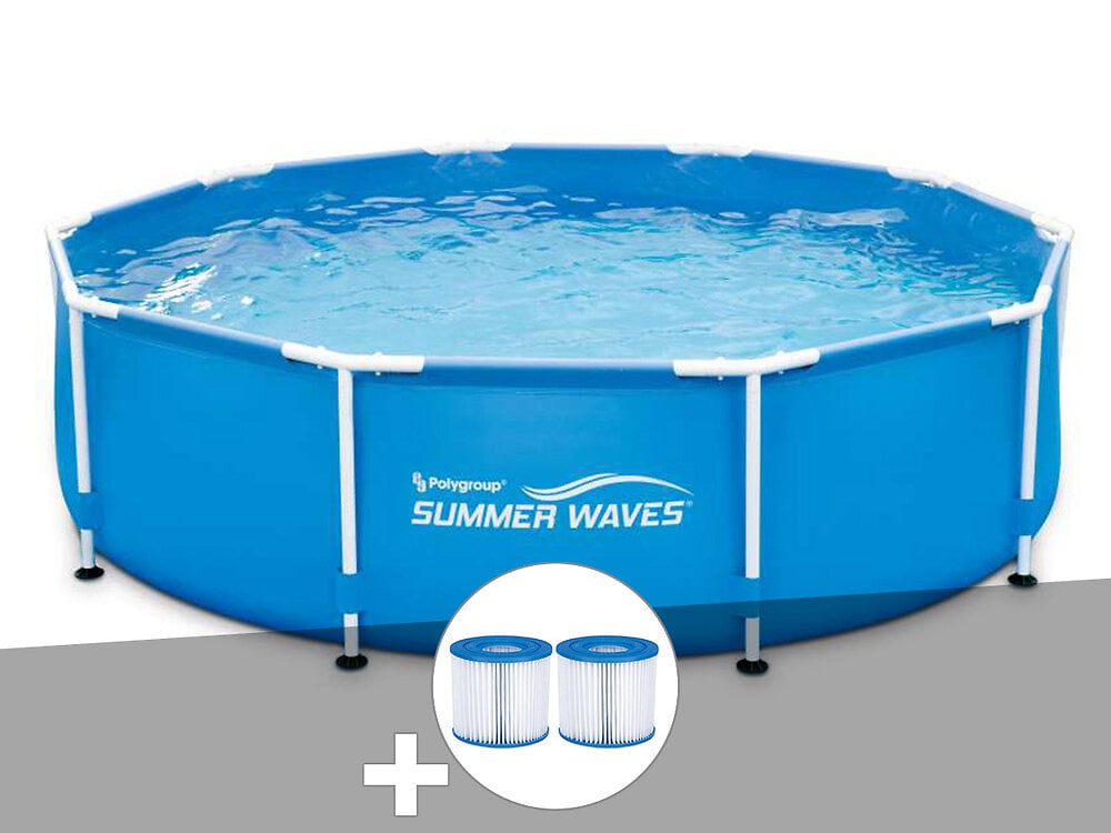 SUMMER WAVES - Piscine tubulaire Summer Waves Active Frame Pool ronde 4,57 x 0,84 m + 6 cartouches de filtration - large