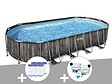 BESTWAY - Kit piscine tubulaire ovale Bestway Power Steel décor bois 7,32 x 3,66 x 1,22 m + 6 cartouches de filtration + Kit de traitement au chlore - vignette