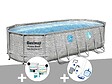 BESTWAY - Kit piscine tubulaire ovale Bestway Power Steel SwimVista avec hublots 5,49 x 2,74 x 1,22 m + Kit de traitement au chlore + Kit d'entretien Deluxe - vignette