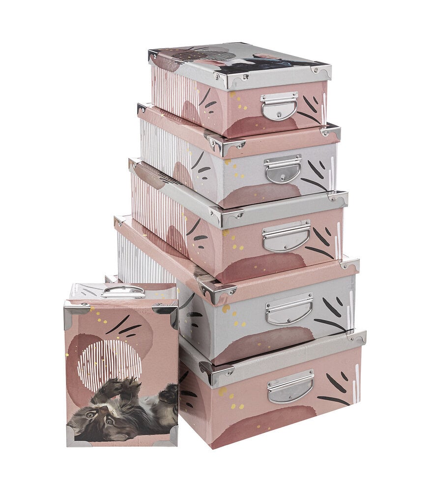 Boîtes de rangement en carton décorées avec couvercle et poignées