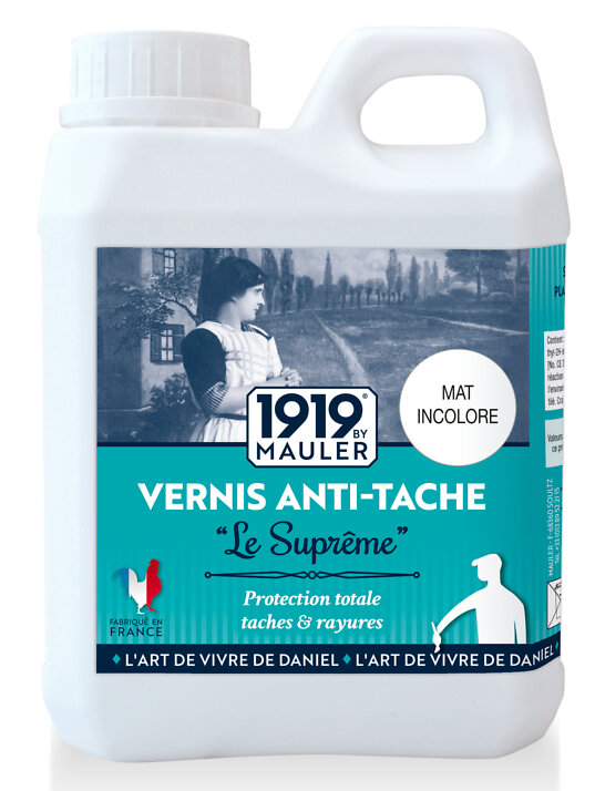 1919 BY MAULER - Vernis Bois, Cuisine, Bains, Surface Peinte - Anti-tache - "le Suprême" 1l Incolore Mat 1919 By Mauler - Pv Contact Alimentaire - large