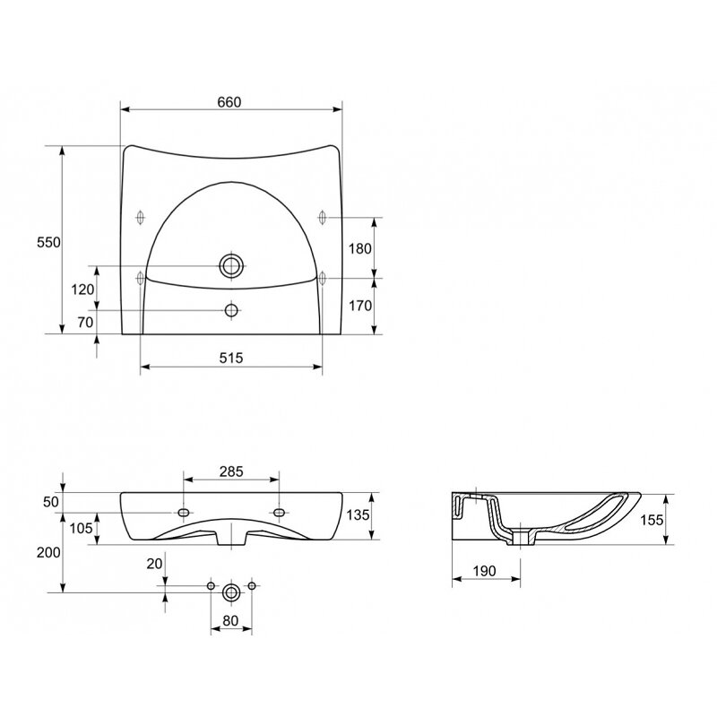 PLANETE_BAIN - Lavabo ergonomique PMR 66 cm - large