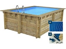 HABITAT ET JARDIN Piscine bois rectangle " Caimans  " - 4.10 x 3.00 x 1.24  m + ...