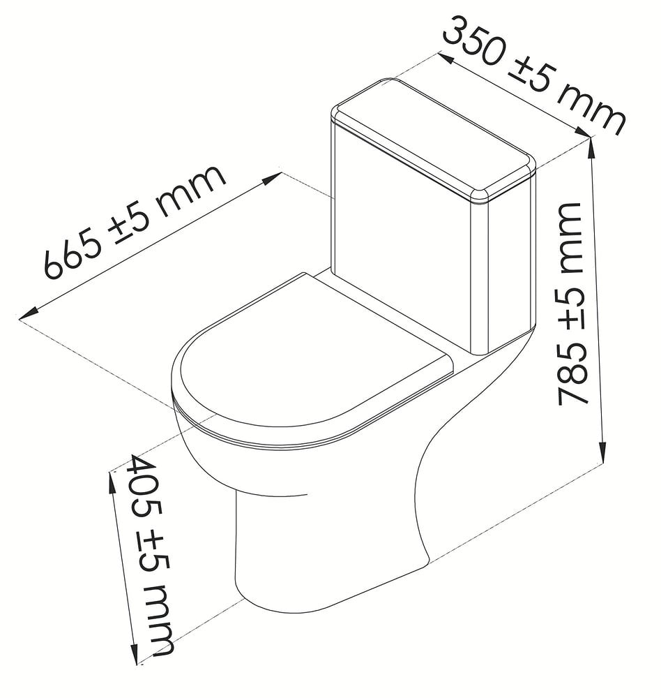 ONDEE - Pack WC SIMIA sans bride Sortie Horizontale -H78,5xl35x66,5cm -Céramique blanche - large