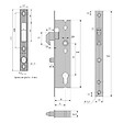 STREMLER - Serrure à larder à mentonnet pour porte ou portail coulissants entraxe 92 mm axe à 37 coffre de 52 mm avec gâche - vignette