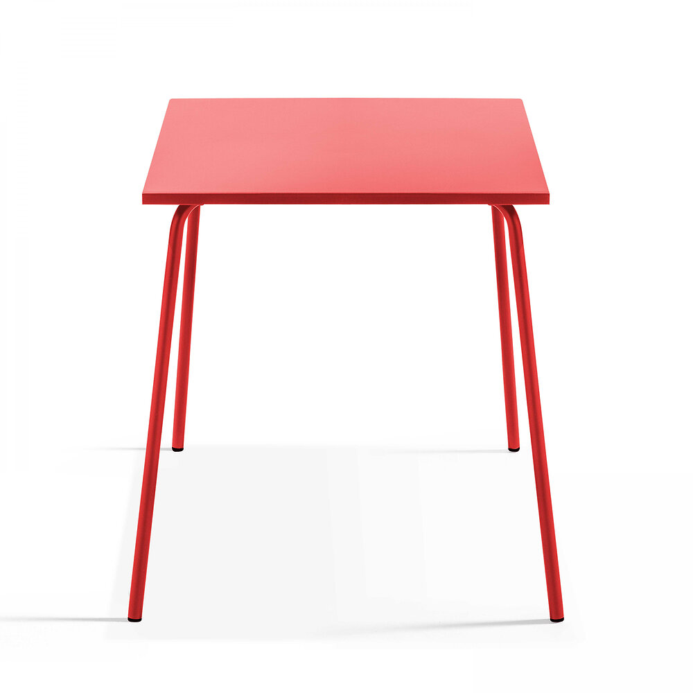 OVIALA - Table carrée bistro en acier rouge - large