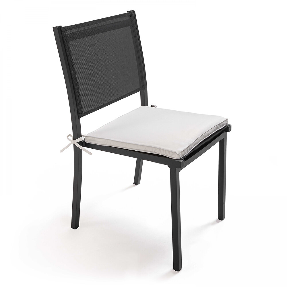 OVIALA - Lot de 4 galettes de chaise polyester écru 40x40x3 cm - large