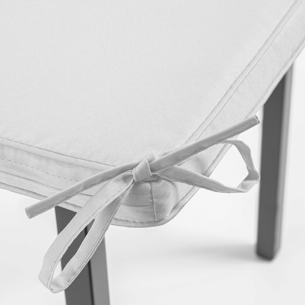 OVIALA - Lot de 4 galettes de chaise polyester écru 40x40x3 cm - large