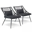 OVIALA - Lot 2 fauteuils en acier noir - vignette
