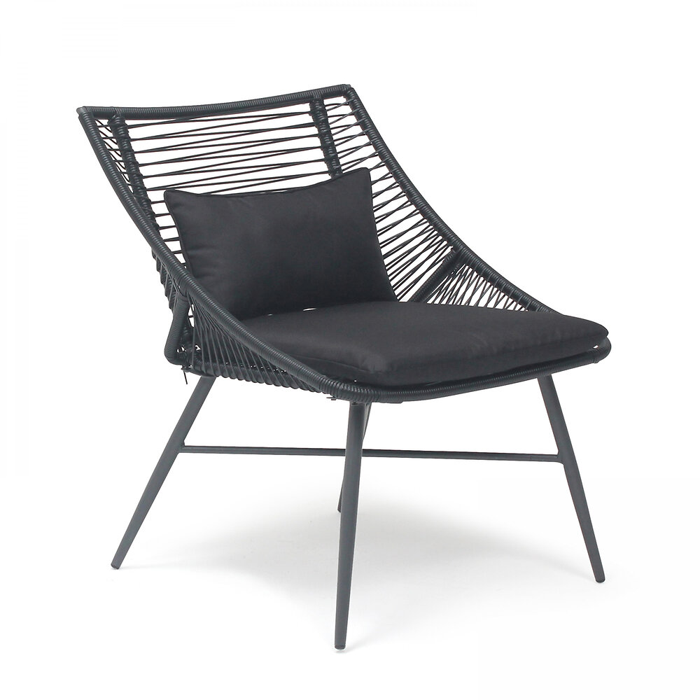 OVIALA - Lot 2 fauteuils en acier noir - large