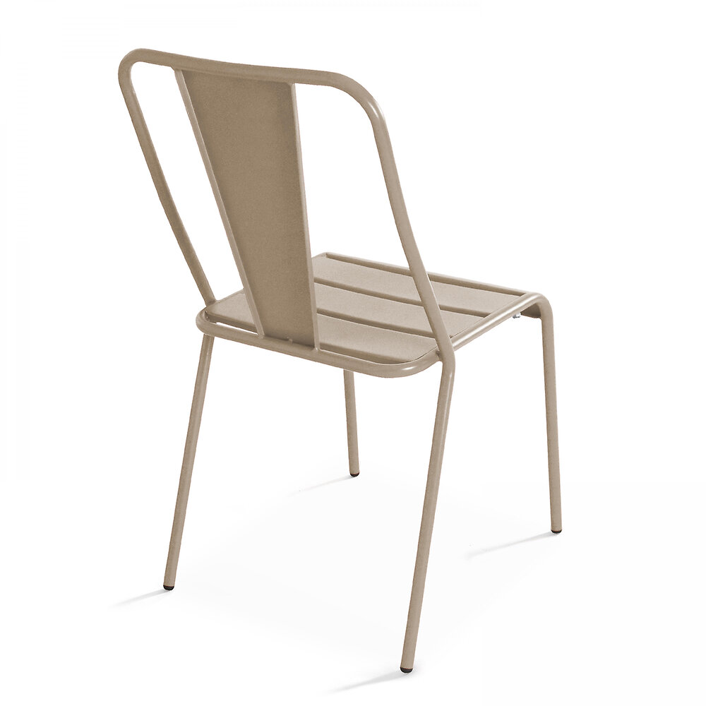 OVIALA - Chaise de jardin bistrot en métal taupe - large