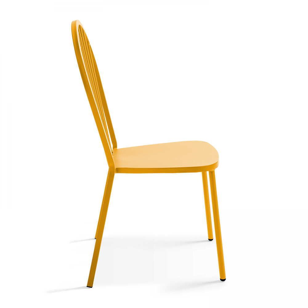 OVIALA - Chaise bistrot en métal jaune - large