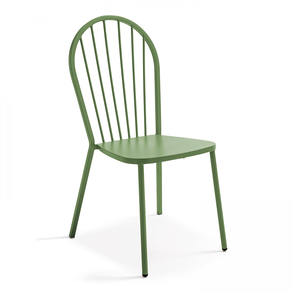 OVIALA - Chaise bistrot en métal vert cactus - large
