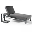 OVIALA - Ensemble bain de soleil avec tablette en aluminium gris - vignette