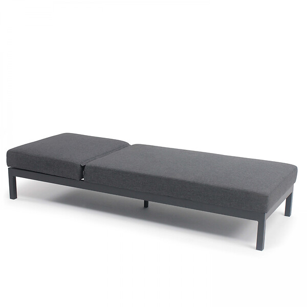 OVIALA - Ensemble bain de soleil avec tablette en aluminium gris - large