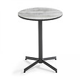OVIALA - Table bistrot ronde en acier et céramique effet bois gris - vignette