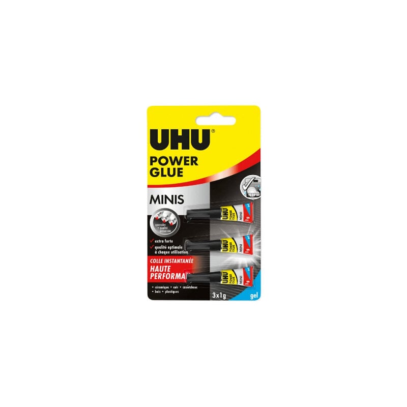 UHU - Colle Power Glue liquide UHU Minis Gel - 3x1g - 34190 - large