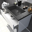 AURLANE - Meuble salle de bain 80 cm blanc - avec tiroirs - vasque et miroir - MERELY STONE 80 - vignette