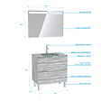 AURLANE - Pack Meuble de salle de bain 80x50 cm Chêne gris-blanc + vasque Argent + miroir LED 80x60 - vignette