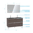 AURLANE - Pack meuble de salle de bain 130x50 cm finition Graphite + vasque Noir + Miroir LED 120x70 - vignette