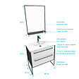 AURLANE - Pack meuble de salle de bain 80x50 cm - 2 tiroirs blanc - vasque blanche + miroir noir mat - vignette
