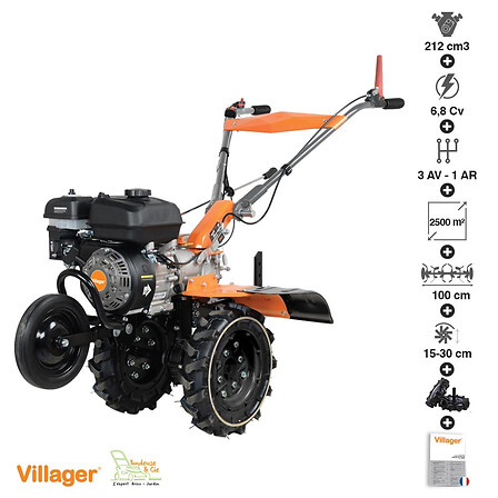 VILLAGER Motoculteur professionnel 6,8 cv 212 cm3 3 vitesses AV 1AR VI ...
