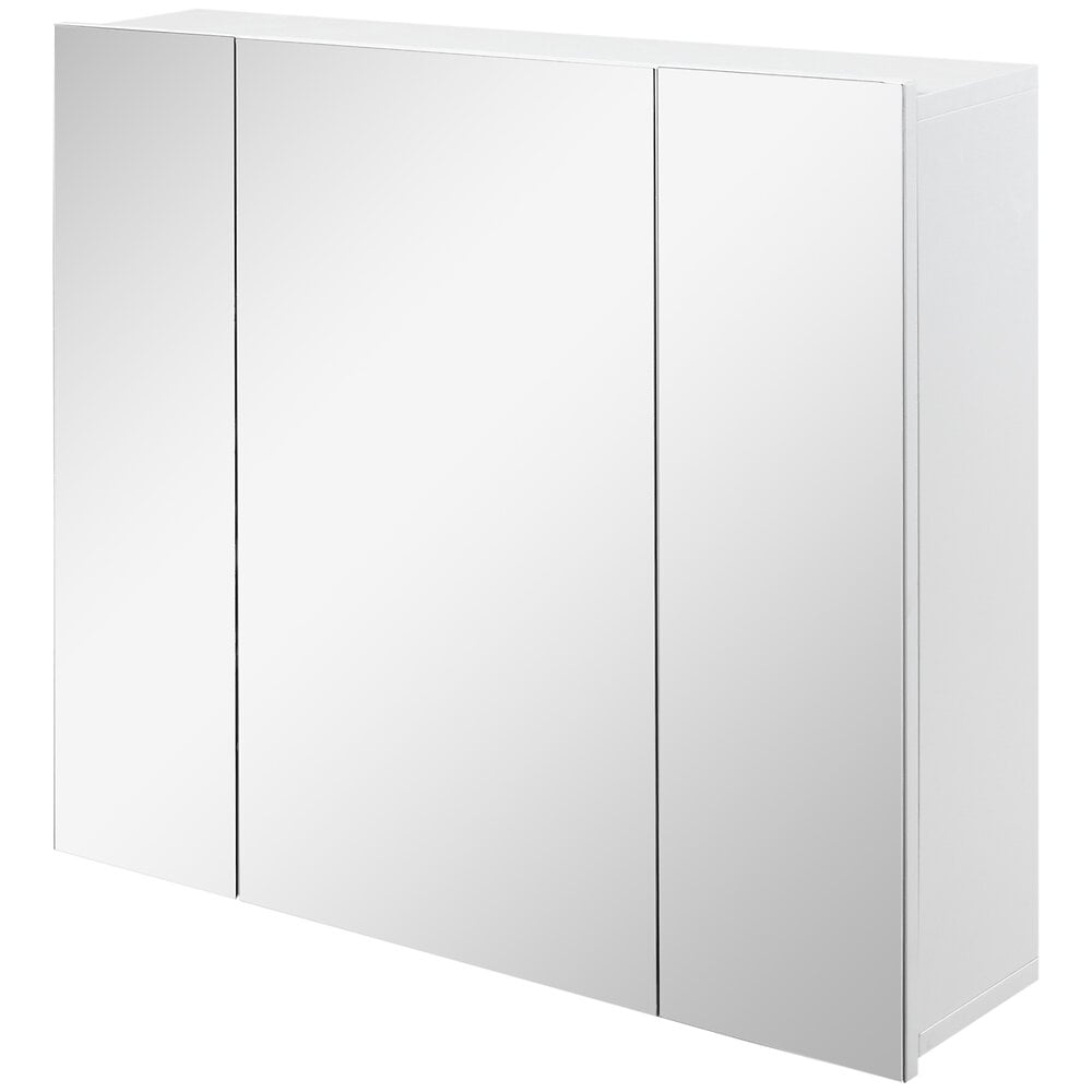 armoire miroir de salle de bain armoire murale 3 portes 2 étagères dim. 70l x 15l x 60h cm mdf blanc