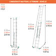 Matisere - Echelle transformable 2 plans - longueur pliée 2.01m. / dépliée 3.06m et 1.94m en position escabeau. - 7707 - vignette