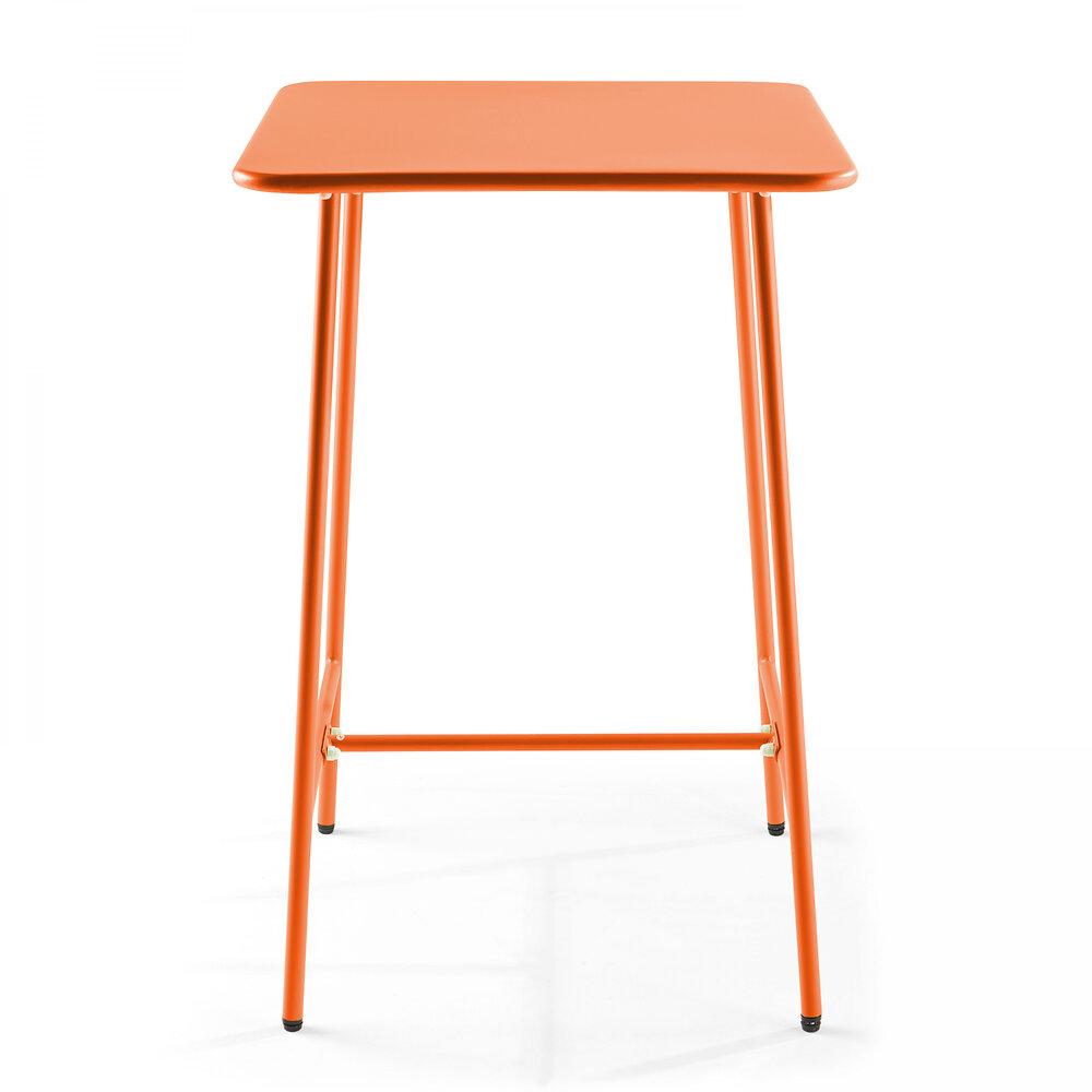 OVIALA - Table de bar et 4 chaises hautes orange - large