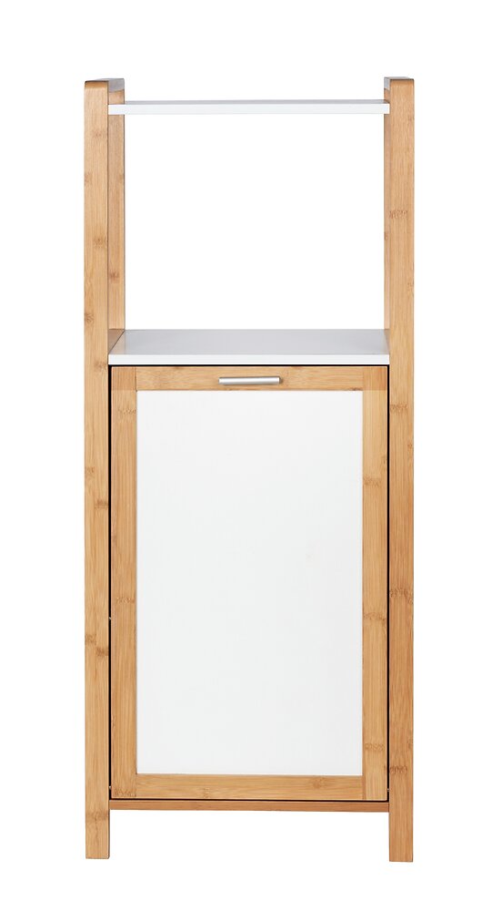 meuble à étagères finja - 1 coffre + porte - mdf bambou - 40x95x30cm