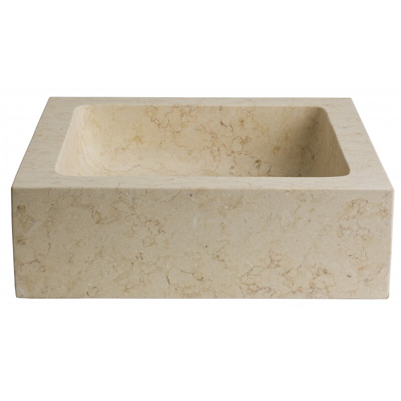PLANETE_BAIN - Vasque à poser carrée en pierre naturelle beige égyptien - large