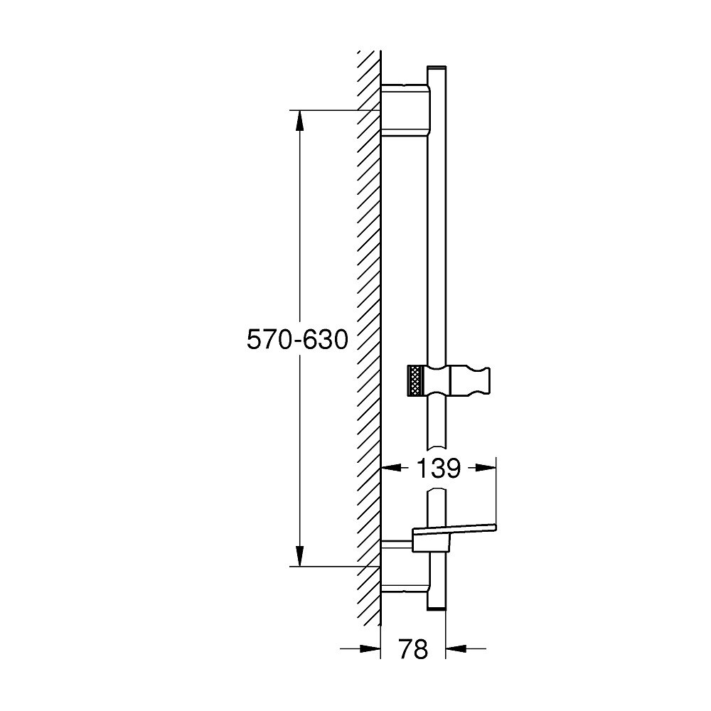 GROHE - Douchette 3 jets Vitalio Smartactive chrome carré avec barre de douche et flexible 175 - large